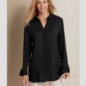 Women’s Relaxed Small Soft Surroundings “Poet” Tunic Blouse